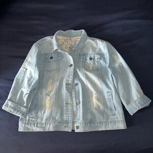 Women’s Denim Jacket - 3/4 Sleeves - Size Large